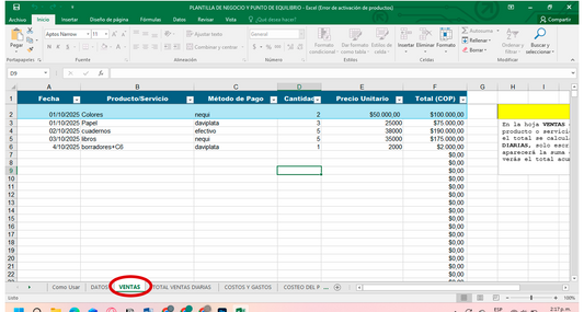 Plantilla de Negocios – Dinero con Propósito 📊